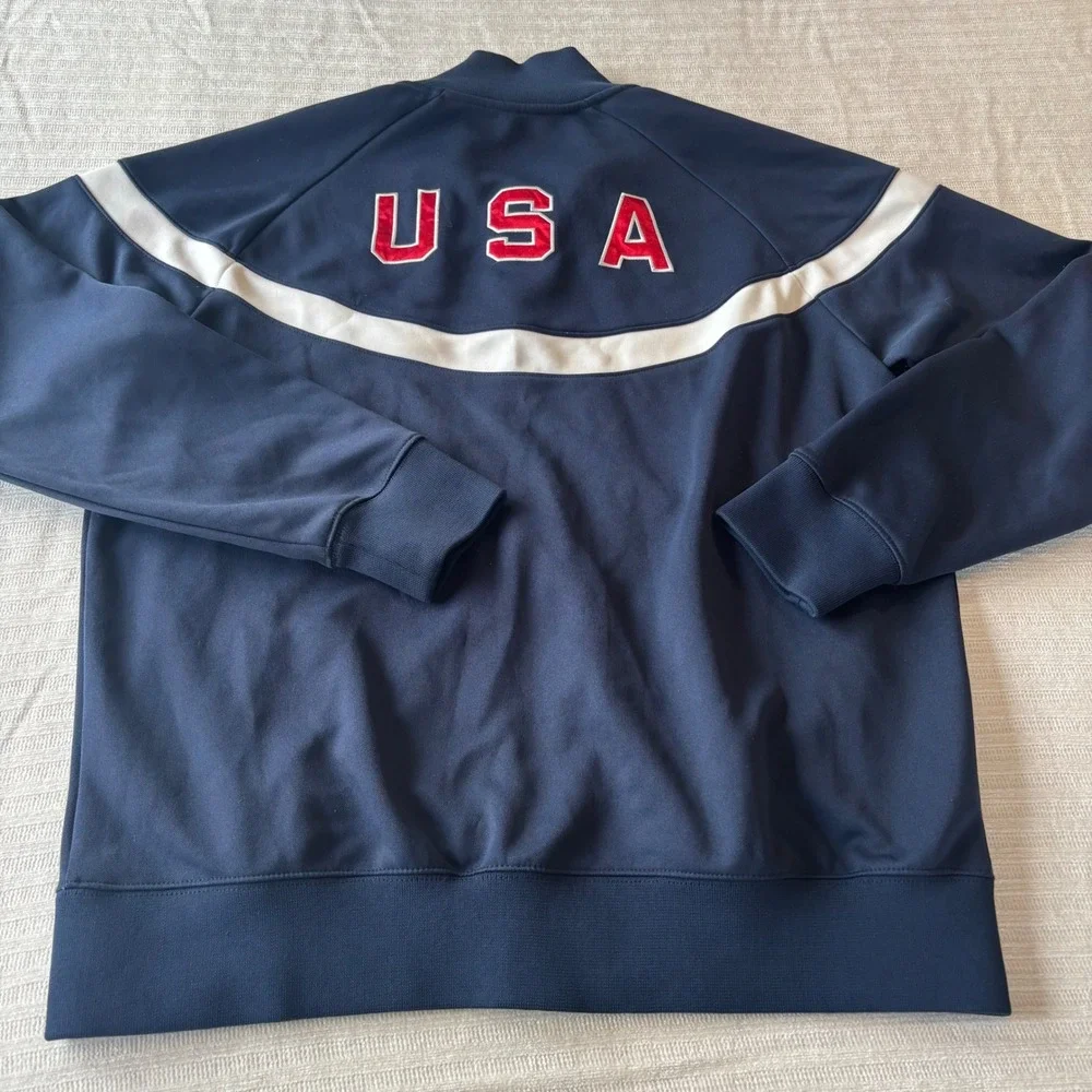 Nike Team USA Vancouver 2010 Olympic Track Jacket Mens Large Navy Blue Full Zip